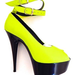 GASOLINE GLAMOUR KAMIKAZE NEON PEEPTOE PUMPS
